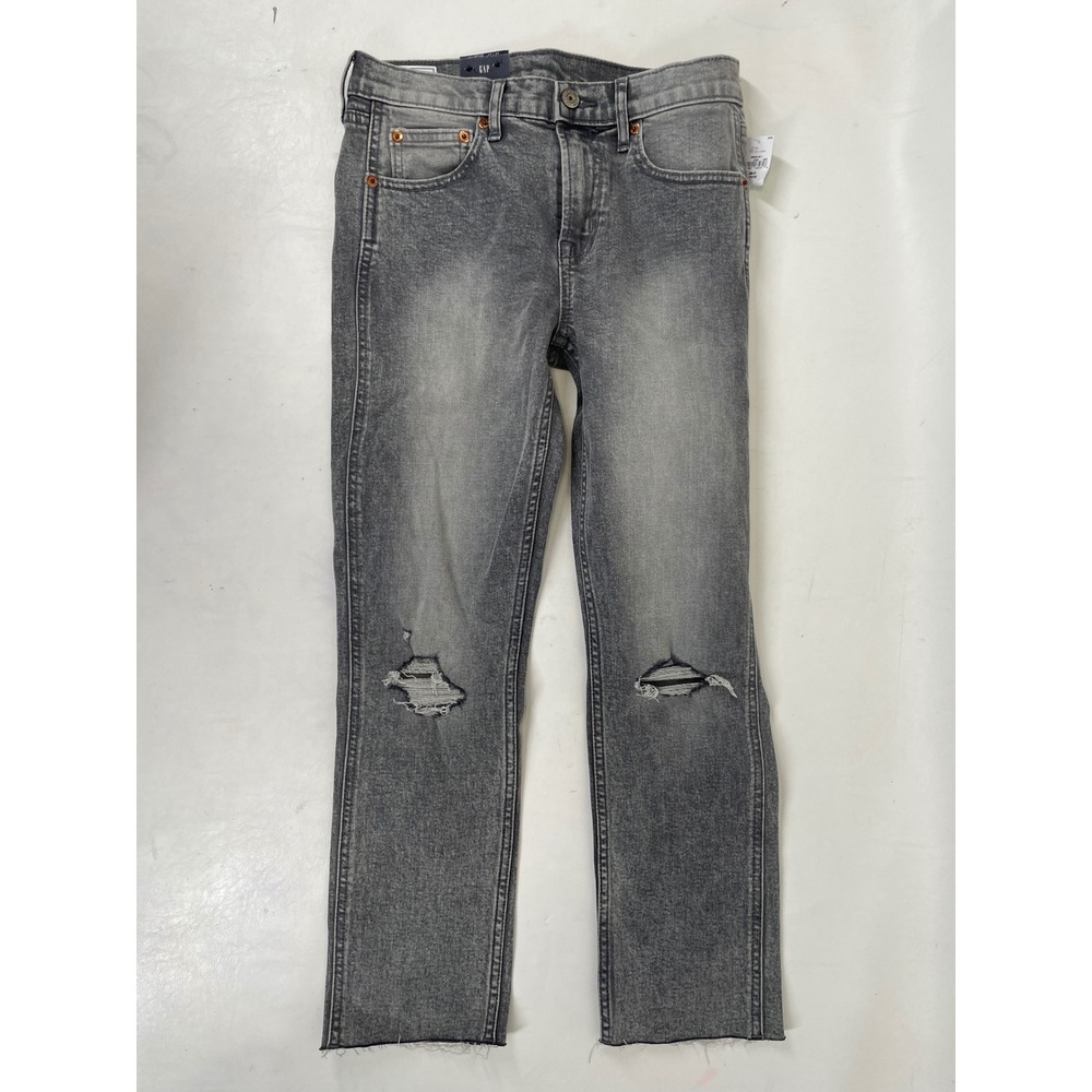 Gap Vintage Slim Mid Rise Grey Distressed Jeans‎ 26 2P Petite Raw Hem